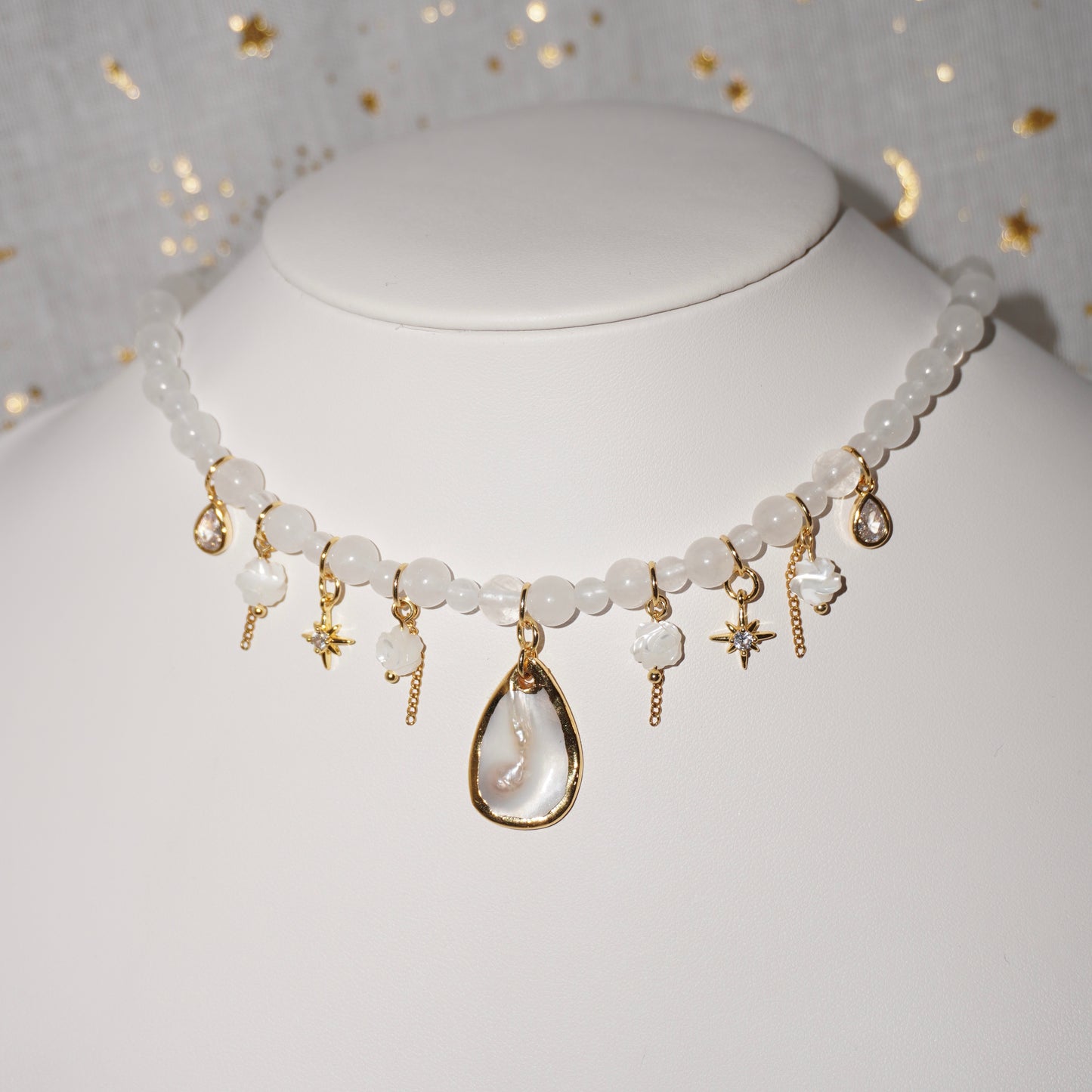 Calm | Weiße jade, Perlmutt