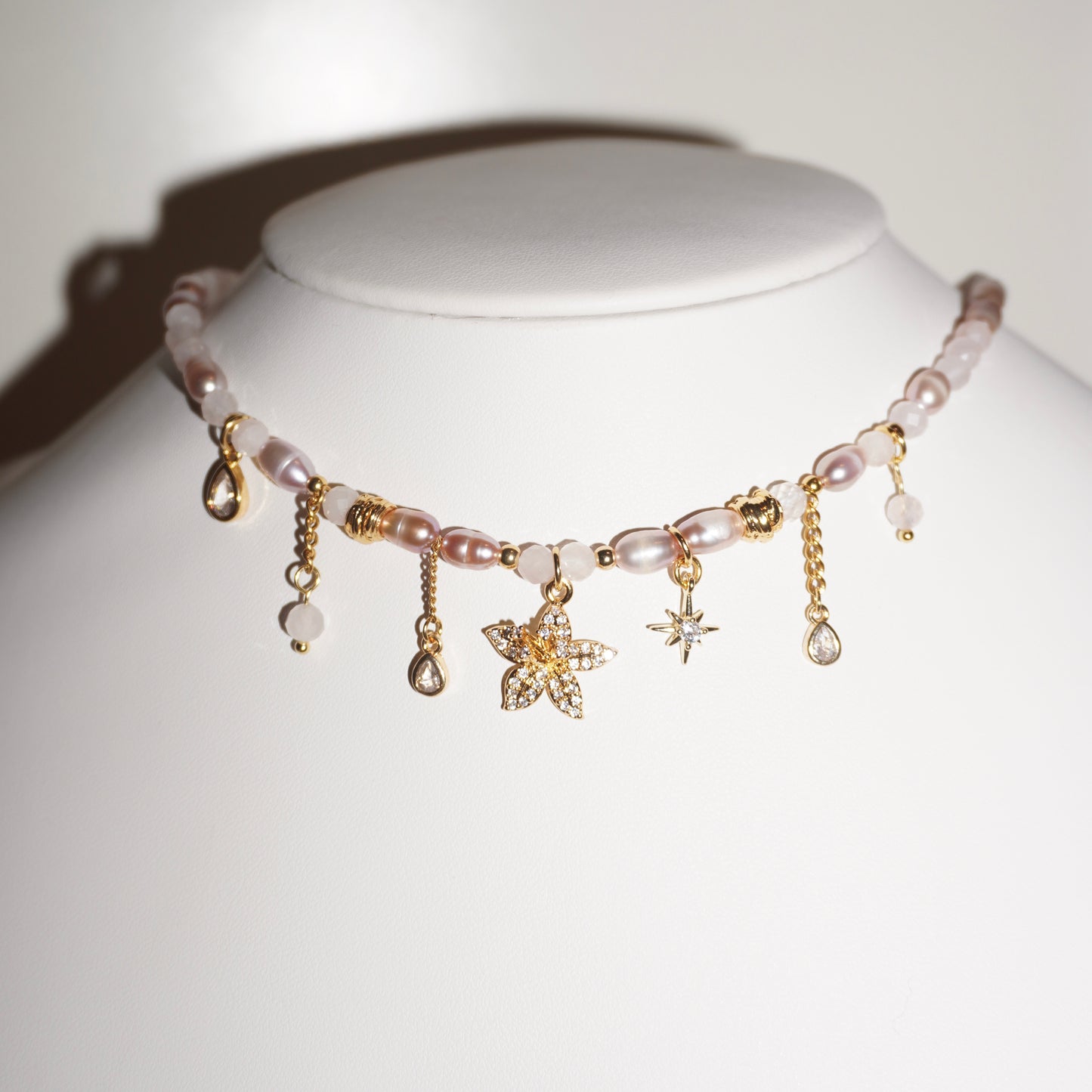 Purity | Rosenquarz und Süßwasserperlen